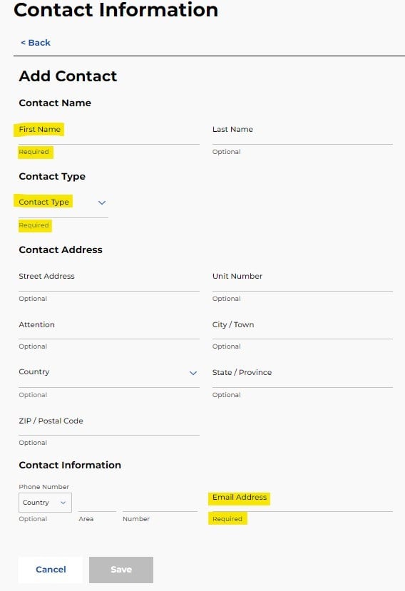 adding a contact type